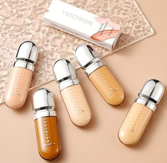 12-Shade Full Coverage Long Lasting Concealer, Waterproof Liquid Foundation For All Skin Types, Matte Finish, Buildable Coverage (7, 8ml)
