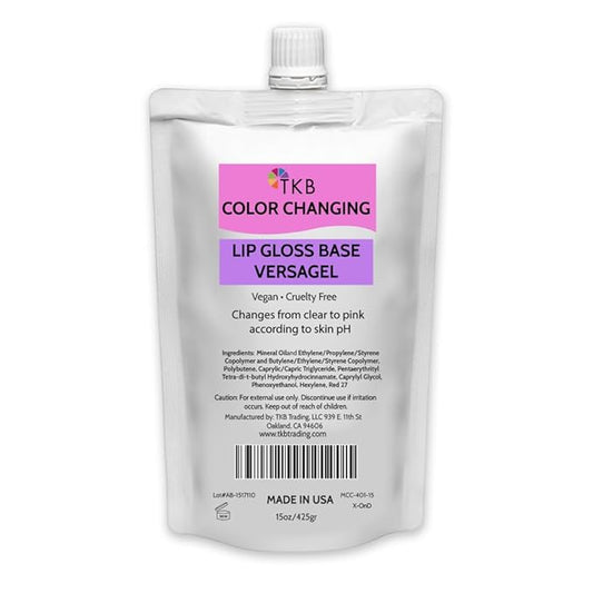 TKB Color Changing Versagel Lip Gloss Base| Clear to Pink| Vegan, Cruelty-Free, Long-Lasting| DIY Customizable with Pigments, Glitters| Made in USA (15 Ounce (Pack of 1))