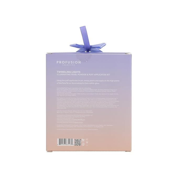Profusion Cosmetics Frosted Snow Sparkle Twinkling Lights Vegan and Cruelty-Free Illuminating Powder Puff Set for Effortless Radiance