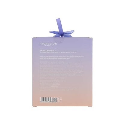 Profusion Cosmetics Frosted Snow Sparkle Twinkling Lights Vegan and Cruelty-Free Illuminating Powder Puff Set for Effortless Radiance