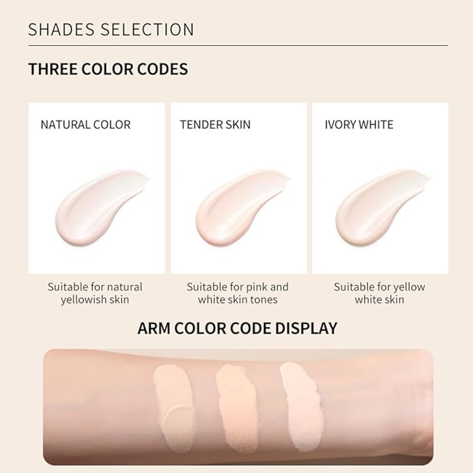 LAMUSELAND Full Coverage Foundation, 3 Shades Matte Oil Control Moisturizing Buildable Liquid Foundation Concealer Face Makeup for All Skin (Ivory White, M)