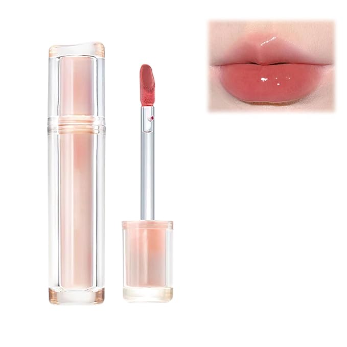 Ice Iron Tinted Lip Tint, Jelly Hydrating Lip Oil - Moisturizing Nonstick Tinted Gloss (#N01 Milky Peach)