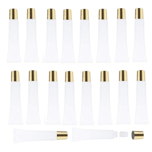 50Pcs 15 ml Lip Gloss Squeeze Tubes, Lip Gloss Containers Empty, Refillable Soft Clear Tubes for DIY Lipgloss Balm Cosmetic (Gold Cap)
