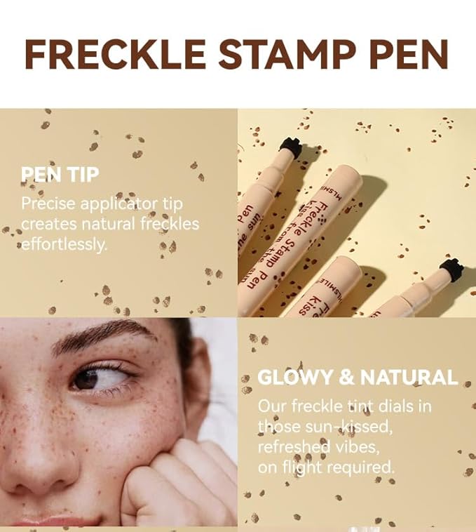 Freckle Pen Henna Freckles Sweatproof Waterproof Long Lasting Small Faux Freckle Stamp Foundation Spot,Natural Lifelike Freckle Makeup