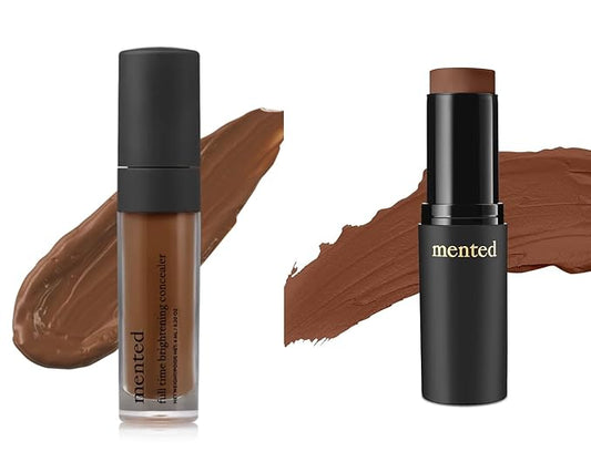 Mented Cosmetics Full-Time Eye Brightening Concealer, Under Eyes Make Up Corrector, Blemishes & Contour, Clock In + Stick Foundation Make Up, Concealer & Contour Stick for Black Women Makeup, D20