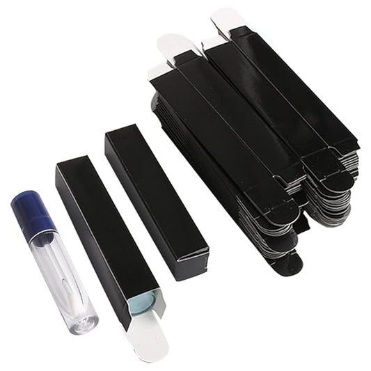 COSIDEA 50 pieces 350gms lip gloss paper box, lipgloss mascara eyeliner packing box for DIY cosmetic, (20 * 20 * 110mm, Black)