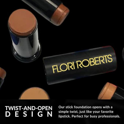 Base Strokes Crème Foundation Stick by Flori Roberts, Full Coverage for Women of Color or Deeper Skin Tones, Long Lasting Makeup, Natural Finish, Complexion Concealer & Corrector