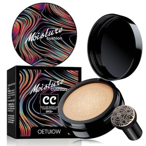 Mushroom Head Air Cushion CC Cream - New Upgraded BB Cream Face Makeup Foundation for Mature Skin Moisturizing Concealer Brighten Long-Lasting, Colored Packaging (Natural, 3.21 Ounce (Pack of 1))