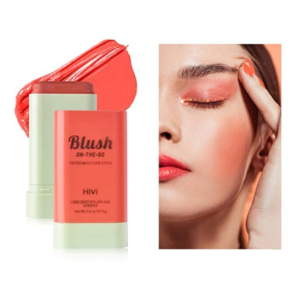 LAMUSELAND Cream Blush Stick, Multi Use Waterproof Natural Face Blush, Moisturize, Long-lasting, Pigmented & Blendable, Matte Makeup Blush Stick for Cheeks Eyes Lips (coral orange)