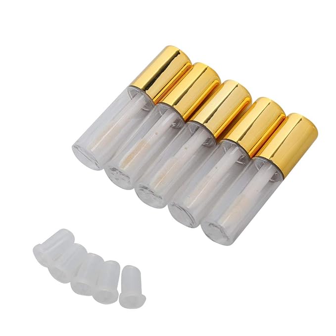 Case of 45 packs, Empty Plastic Clear Lip Gloss Tubes Lip Balm Bottle Container Gold Transparent 1.2ML Makeup Tool for Women (45 pcs, Gold)