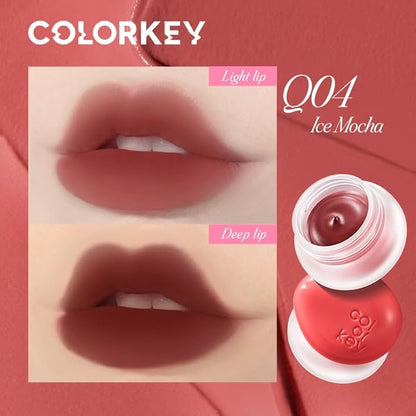 COLORKEY Bouncy Multi-Purpose Mud, Lip Tint, cheek, Moist Fit Without Stickiness, non-sticky, Creamy Soft Texture,Smudge-Proof (Q04-Ice Mocha, 4.5g)