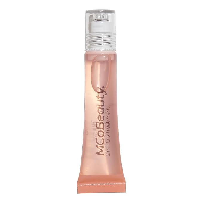 MCoBeauty 2-in-1 Glow & Treat Lip Oil, Peach, Hydrating Tint for Luscious Lips, Vegan, Cruelty Free Cosmetics