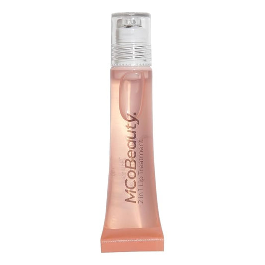 MCoBeauty 2-in-1 Glow & Treat Lip Oil, Peach, Hydrating Tint for Luscious Lips, Vegan, Cruelty Free Cosmetics
