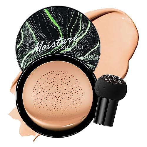 OETUIOW Mushroom Head Air Cushion CC Cream - BB Cream Foundation for Concealer Full Coverage Skin Brighten Long - Lasting Moisturizing, Cushion Foundation Color Correcting for All Skin Types (Nude)
