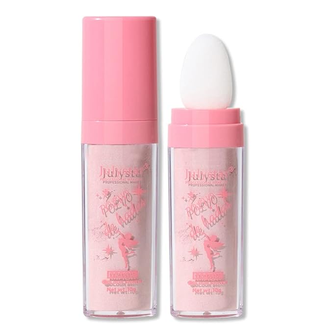 GL-Turelifes Polvo De Hadas Hightlighter Powder Stick Puff Fairy Bomb Stick Glitter Loose Powder Highlight Shimming Contouring for Eyes, Face, Body Brighten Makeup(P02 Nude Pink)