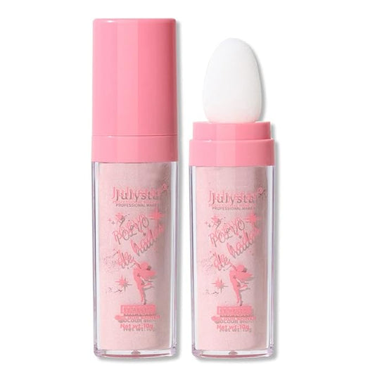 GL-Turelifes Polvo De Hadas Hightlighter Powder Stick Puff Fairy Bomb Stick Glitter Loose Powder Highlight Shimming Contouring for Eyes, Face, Body Brighten Makeup(P02 Nude Pink)