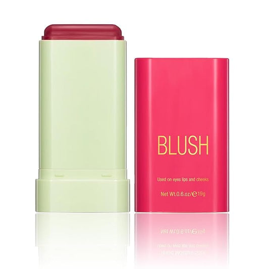 Multi-Use Makeup Blush Stick, 3-in-1 Cream Blush Stick Beauty Tinted Solid Blush Stick for Cheek/Eyes/Lips, Waterproof Moisturizer Stick, Suitable for All Skin (02# Hot Red)