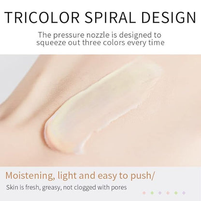 One Step Color Corrector Tri-Color contour Isolation Cream Skin Tone Correcting & Brightening Makeup Primer Neutralizing Dark Circles & Veins Correcting Redeness for Glowing, Flawless Makeup (3 Packs)