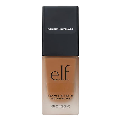 e.l.f. Flawless Satin Foundation, Lightweight & Medium Coverage, Semi-Matte Finish, Vegan & Cruelty-Free, Honey, 0.68 Fl Oz (20mL)