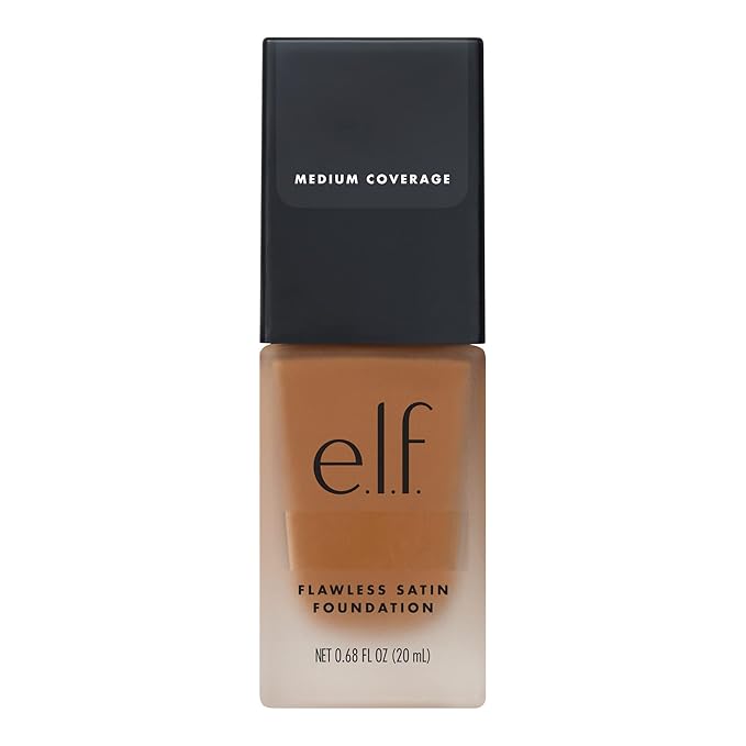 e.l.f. Flawless Satin Foundation, Lightweight & Medium Coverage, Semi-Matte Finish, Vegan & Cruelty-Free, Honey, 0.68 Fl Oz (20mL) (Pack of 2)