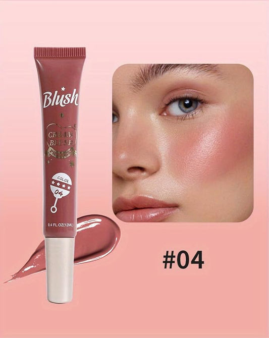 Lightweight Liquid Cream Blush Eyeshadow - Superdewy & Buildable Pigmentation, Cruelty Free Vegan Makeup, Natural-looking Cheek Tint with Dewy Finish (#04, A)