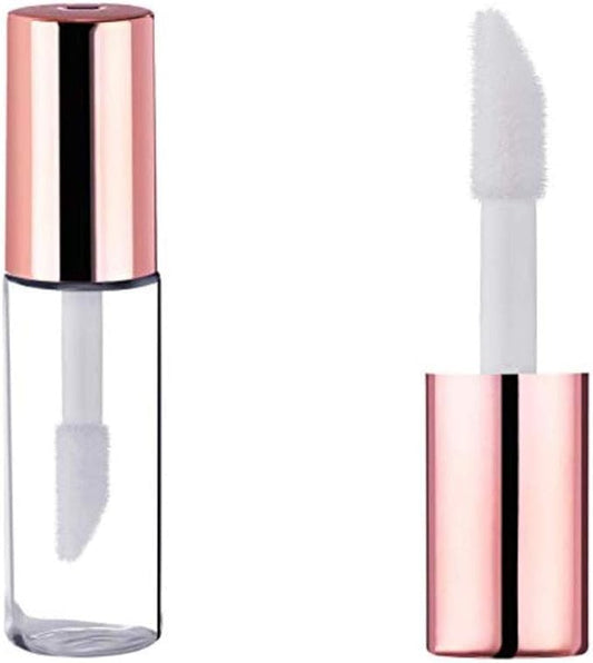 Wholesale Rose Gold Clear Mini Plastic Empty Lip Gloss Tube Makeup Lip Balm Bottle Container With Rubber Inserts （12PCS）