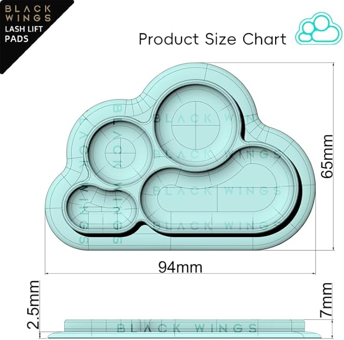 Blackwings Multi-Use Silicone Palette for Makeup, Nail Art, Lashlift & Painting, Cloud Design Style, Reusable Blending Board with Customizable Zones, Portable & Easy Clean for Professionals/DYI