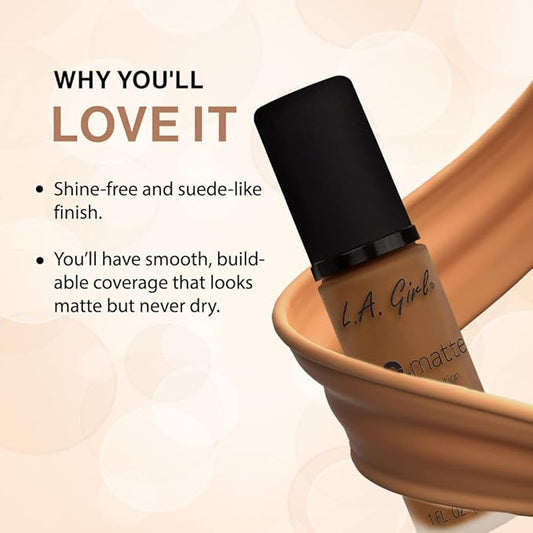 L.A. Girl PRO.Matte Foundation, Nutmeg GLM683