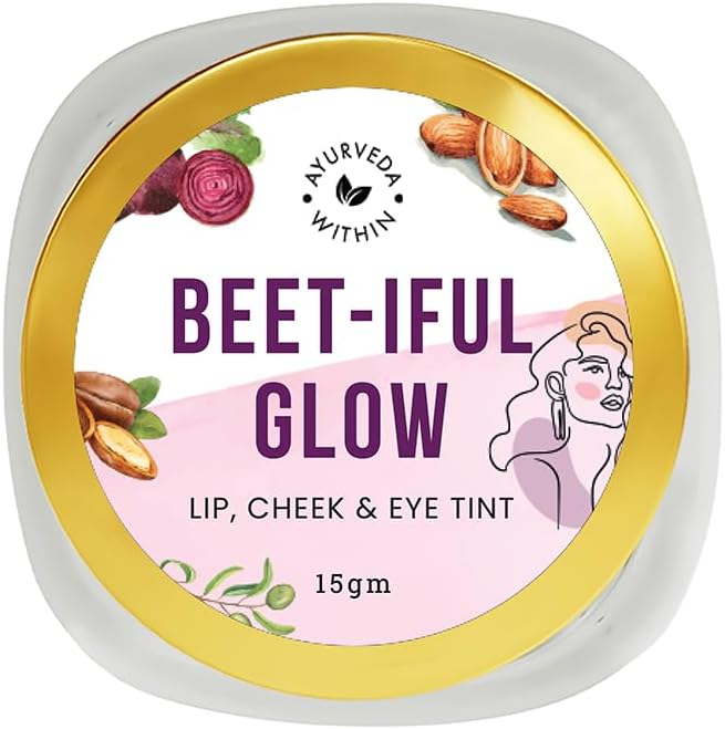 Beet-iful Glow | Lip & Cheek Tint - 100% Ayurvedic Hydrating Formula with Olive, Almond & Jojoba Oil - Lightweight, Blendable, Long-Lasting Color