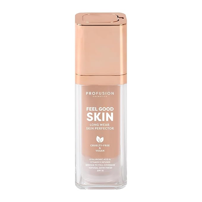 Profusion Cosmetics Feel Good Skin Perfector, Foundation Makeup for Radiant, Satin Finish, Available in 12 Curated Shades (Fair 110, 1)