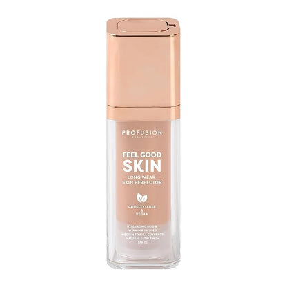 Profusion Cosmetics Feel Good Skin Perfector, Foundation Makeup for Radiant, Satin Finish, Available in 12 Curated Shades (Fair 110, 1)