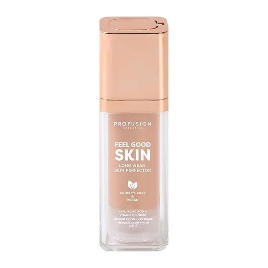 Profusion Cosmetics Feel Good Skin Perfector, Foundation Makeup for Radiant, Satin Finish, Available in 12 Curated Shades (Fair 110, 1)