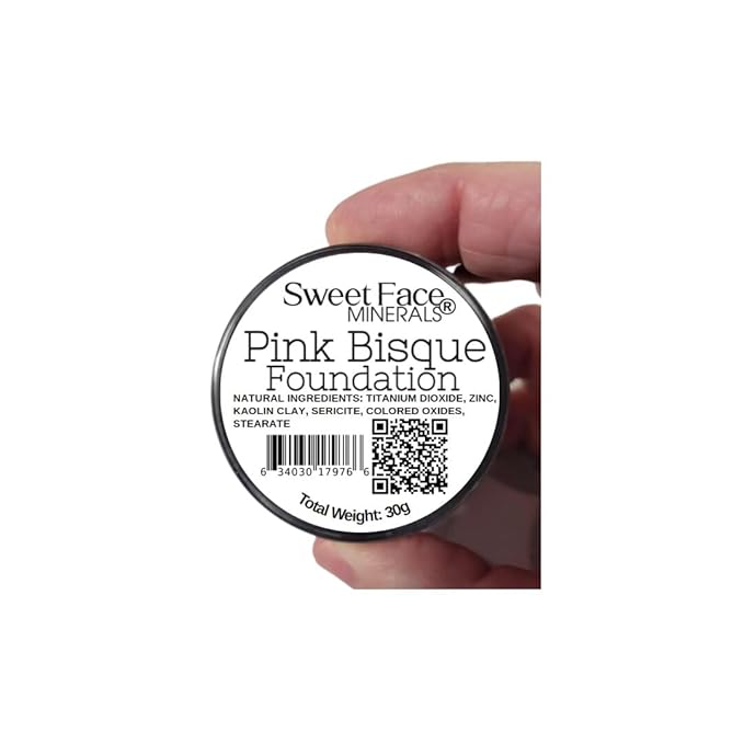 Pink Bisque Foundation (30g Full Size Sifter Jar) Matte Mineral Makeup Loose Powder Bare Face Full Coverage Long Lasting All Natural Noncomedogenic for All Skin Types Airbrushed Finish SPF 30