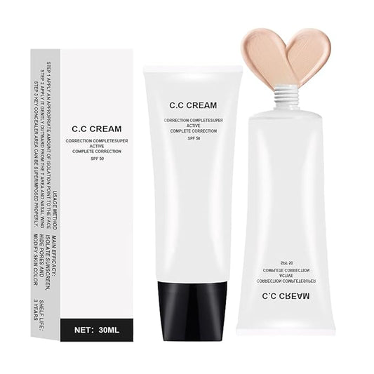 2Pcs CC Cream Skin Tone Adjusting with SPF 50, Complete Correction Active Formula, 30ml (Ivory, 2Pcs)