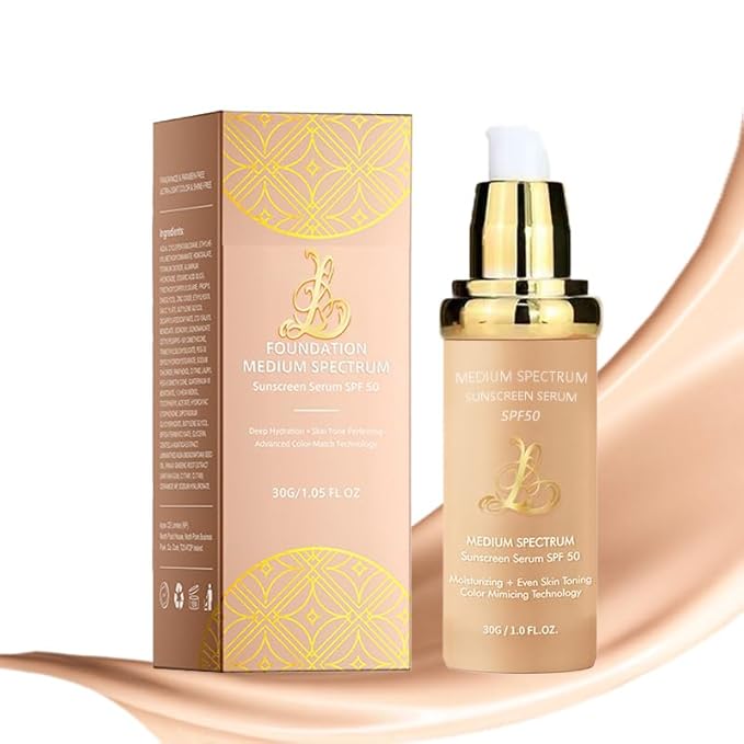 Biological Match 4-in-1 Foundation - Light/Medium Spectrum, Mature Skin Color Changed, Protect from Sun SPF 50+ Concealers Waterproof (Medium, 1 Ounce)