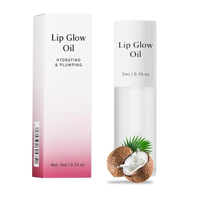 Hydrating Lip Glow Oil, No-Sticky Gloss Lip Balm Lip Care, Fruit Flavoured Lip Oil For Dry Lip's Moisturizing Hydrating And Nourishing (COCONUT)
