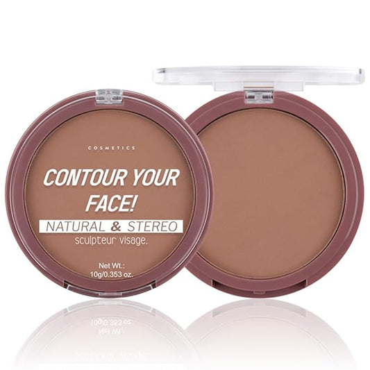 Contour Powder Foundation - Matte Finish, Waterproof & Oil-Control, All-Day Wear for Natural 3D Sculpting, No Cakey or Fading (Shade Adjustable)(3#, 1 Count (Pack of 1))