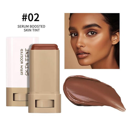 2PCS 3-in-1combining Foundation Stick Beauty Balm Serum Boosted Skin Tint,Solid Tinted Moisturizing Serum Contour Foundation Face for Women,Natural Finish Makeup,Buildable Medium-to-Full Coverage(#02)