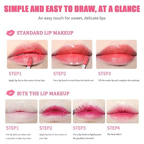 6 Colors Lip Tint Stain Set,Plumping Mini Liquid Lipstick,Multi-use Lip and Cheek Tint, Long lasting Non-Stick Cup Waterproof, High Pigment, Vivid Color, Lip Tint Makeup