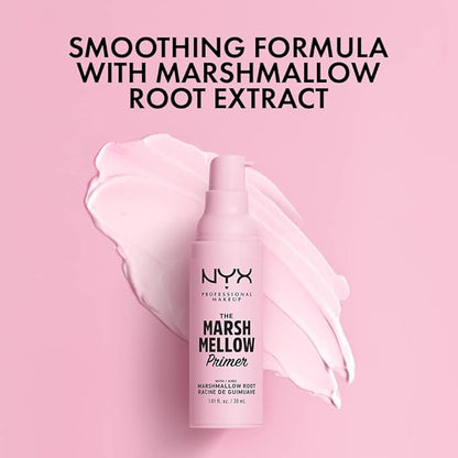 NYX PROFESSIONAL MAKEUP Marshmellow Smoothing Primer, Vegan Face Primer, 10-In-1 Skin Benefits & Butter Gloss Brown Sugar, Non-Sticky Lip Gloss - Pack Of 3