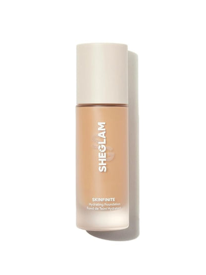SHEGLAM Skinfinite Hydrating Foundation Flawless Dewy Foundation Hydrating Coverage Invisible Pore Concealer Pore-less Non-Greasy Lightweight Natural Soft Liquid Foundation-Shell