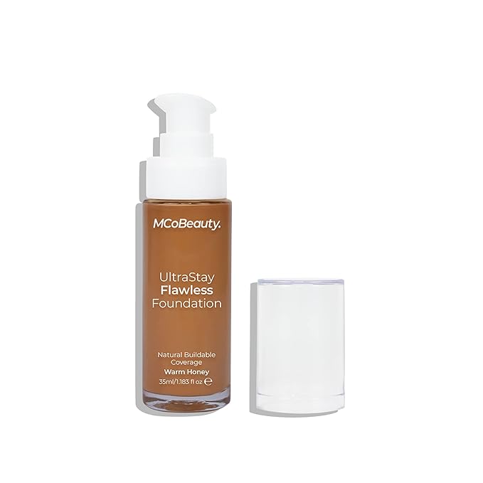MCoBeauty Ultrastay Flawless Foundation - Offers Medium To Full Coverage With A Natural Matte Finish - Controls Oil - Rich In Antioxidants To Protect And Nourish The Skin - Warm Honey - 1.18 Oz