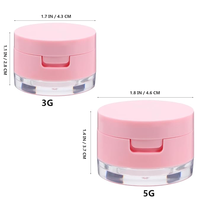 2Pcs Mini Loose Powder Box with Mirror - Travel Cosmetic Case with Dual Puff (3g & 5g) for Body and Face Powder, Pink