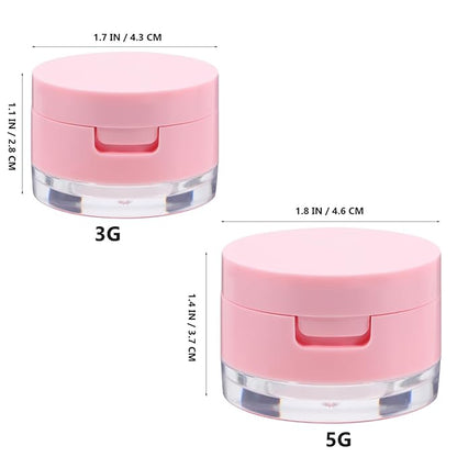 2Pcs Mini Loose Powder Box with Mirror - Travel Cosmetic Case with Dual Puff (3g & 5g) for Body and Face Powder, Pink