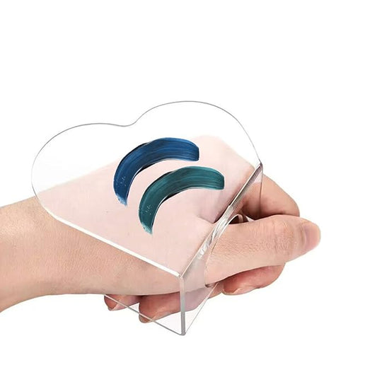3Pcs Clear Handheld Acrylic Palette Heart Shaped Acrylic Nail Color Palette Handheld Makeup Mixing Palette Foundation Mixing Tray Cosmetic Palette for Lipstick Eyeshadow Foundation Color Blending