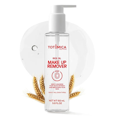 TOTÉMICA Make up Remover, Cleansing Oil with Rice Bran & Jojoba, Waterproof Mascara Remover, Gentle & Hydrating Facial Cleanser for All Skin Types, Desmaquillantes para la cara - 150ml