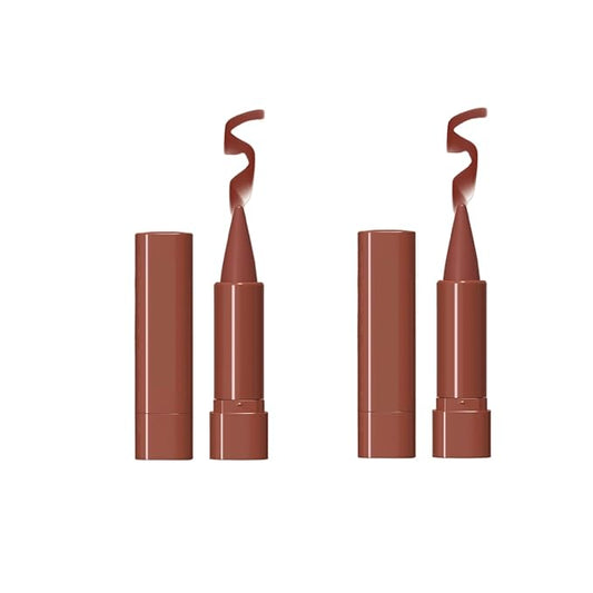 2-in-1 High Pigmented Lip Liner and Lipstick Pencil Set - Longlasting Waterproof Smudgeproof Lip Pencil Matte Nude Lipstick Makeup with Smooth Creamy Gradient Finish.(2pcs#02+#02)