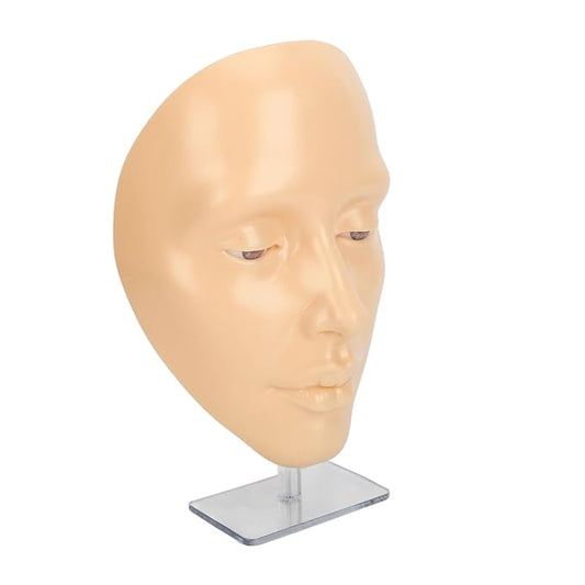 TRISAR Silicone Full Face Mannequin, Removable Eyes Reusable Makeup Mannequin Face for Eyelash for Beginners (White)