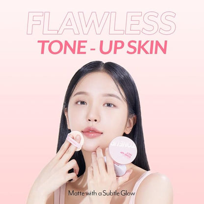 I'M MEME Compact - Tone-up Pact | Korean Pressed Setting Powder for Pink Blur Effect, with Calamine, Mattify Skin, Makeup Foundation, Translucent Compact, Oily Skin, Natural Coverage, 0.35 Oz