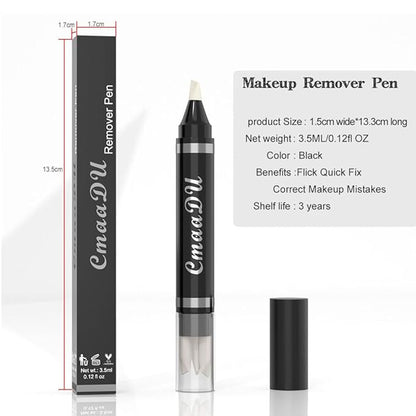 Makeup Remover Eraser Pen - Quick Fix Corrector for Eyes, Lips, Face, Eyeliner & Mascara with 3 Replacement Heads